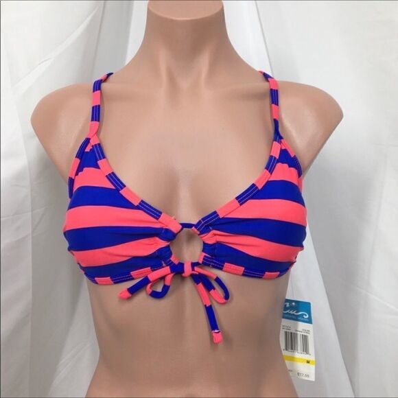 California Waves Other - California Waves Striped Halter Bikini Top (D7)
